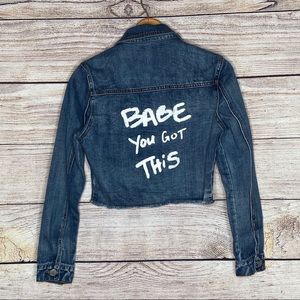 Refuge “Babe You Got This” Denim Blue Jean Jacket